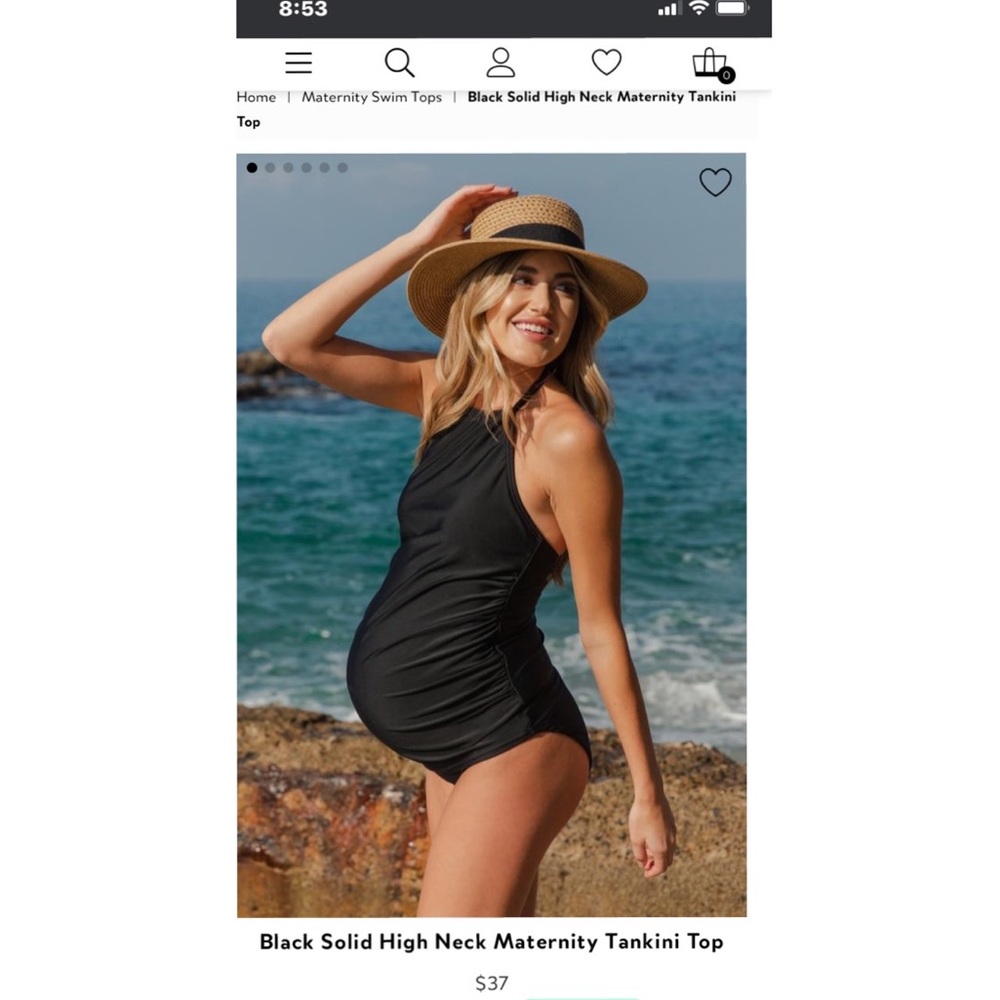 Black High Neck Tankini Top